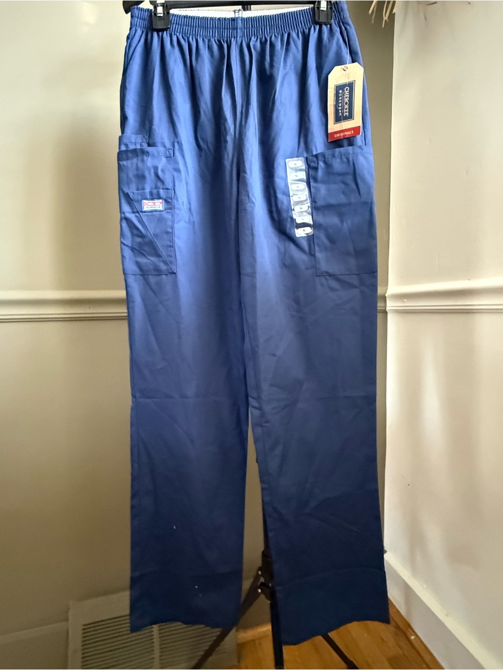 Cherokee Royal Blue Cargo Scrub Pants with Elastic Waist